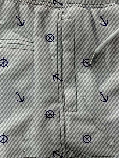 Marin Beyaz Desenli Büyük Beden Standart Boy Erkek Mayo Deniz Şortu