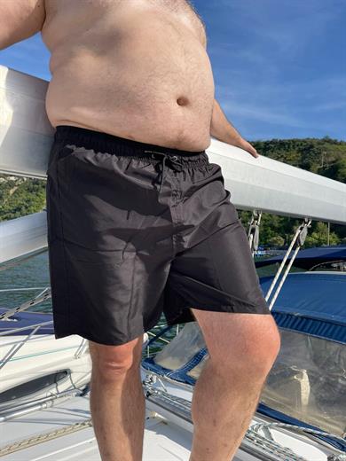 Siyah Büyük Beden Standart Boy Erkek Mayo Deniz Şortu 