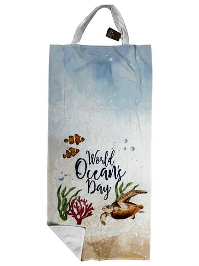 Kaplumbağa Desenli Yüksek Su Emicili Çanta Olabilen Plaj Havlusu