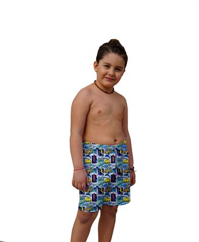 Dijital Baskılı Çocuk Deniz Şortu