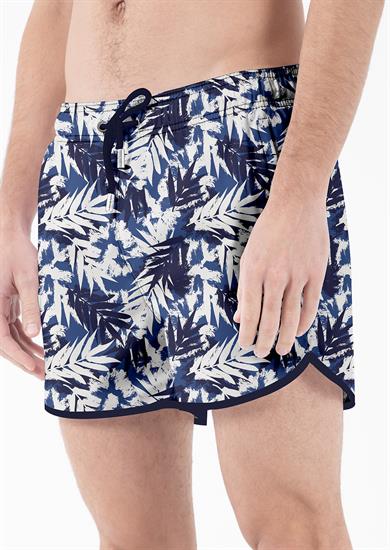 Yaprak Desenli Lacivert Mini Boy Erkek Mayo Deniz Şortu