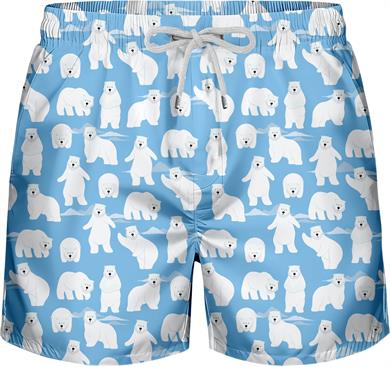 Kutup Ayısı Desenli Turkuaz Standart Boy Erkek Mayo Deniz Şortu 