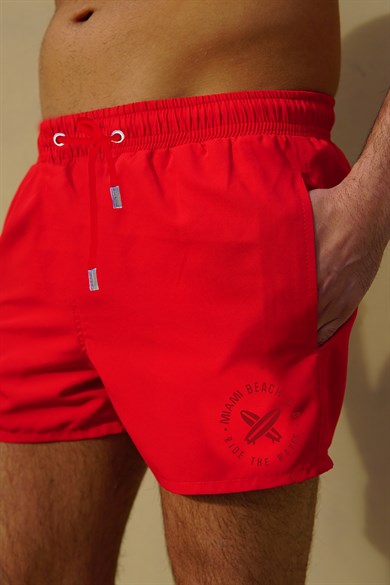 Kırmızı Mini Boy Erkek Mayo Deniz Şortu