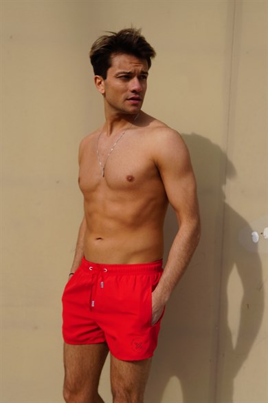 Kırmızı Mini Boy Erkek Mayo Deniz Şortu