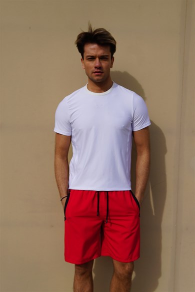 Kırmızı Uzun Boy Erkek Mayo Deniz Şortu