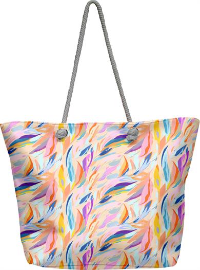 Renkli Desenli Kalın Malzemeli,Geniş Hacimli Kadın Plaj Çantası