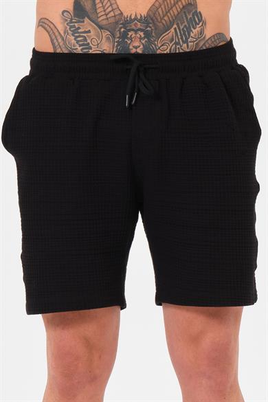 Erkek Siyah  Oversize Cepli Recycle %100 Pamuklu Standart Boy Şort
