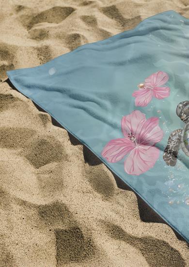 Kaplumbağa Desenli Renkli Yüksek Su Emici 70x150cm Plaj Havlusu