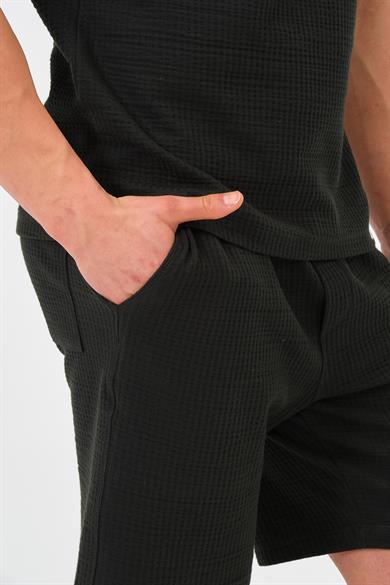 Erkek Petrol Yeşili  Oversize Cepli Recycle %100 Pamuklu Standart Boy Şort