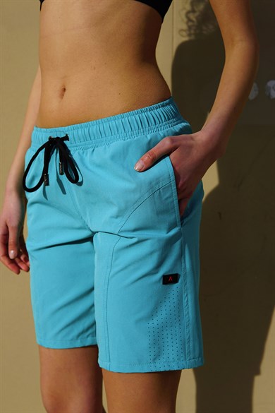 Mint Büyük Beden Uzun Boy Yan Cepli Kadın Mayo Deniz Şortu 