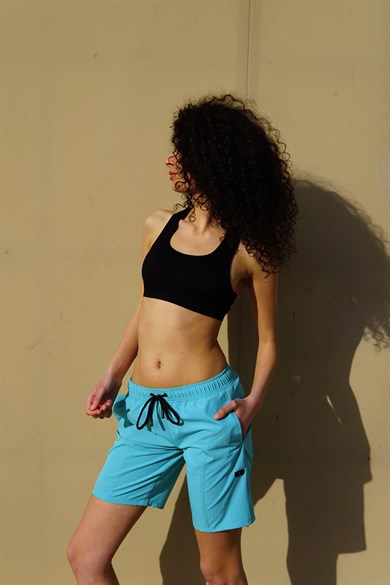 Mint Büyük Beden Uzun Boy Yan Cepli Kadın Mayo Deniz Şortu 