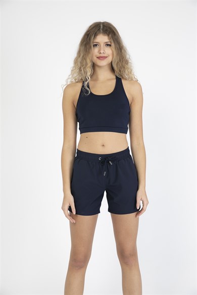 Lacivert Orta Boy Yan Cepli Kadın Mayo Deniz Şortu