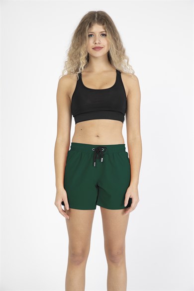 Yeşil Orta Boy Yan Cepli Kadın Mayo Deniz Şortu