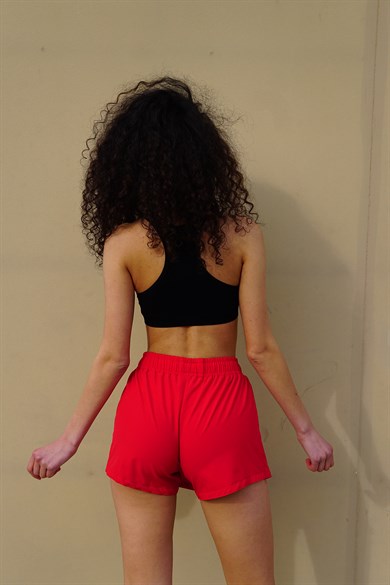 Kırmızı Mini Boy Kadın Şort Etek 