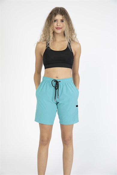 Mint Uzun Boy Yan Cepli Kadın Mayo Deniz Şortu 