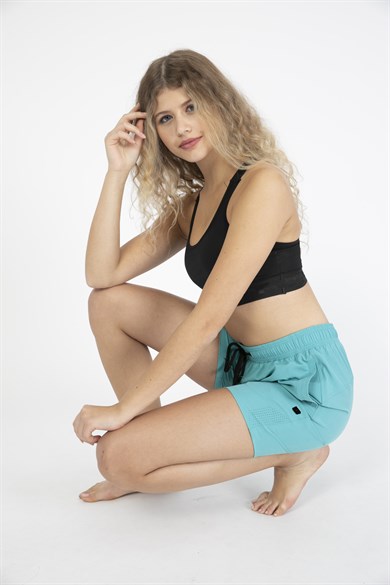 Mint Uzun Boy Yan Cepli Kadın Mayo Deniz Şortu 