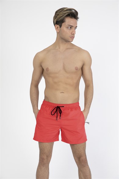 Kırmızı Standart Boy Erkek Mayo Deniz Şortu 