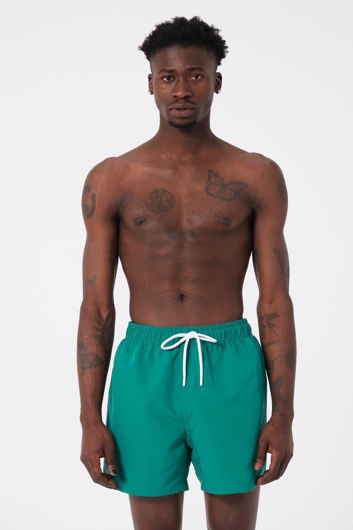 DAAG Yeşil Düz Renk Standart Boy Erkek Deniz ve Havuz Şortu 