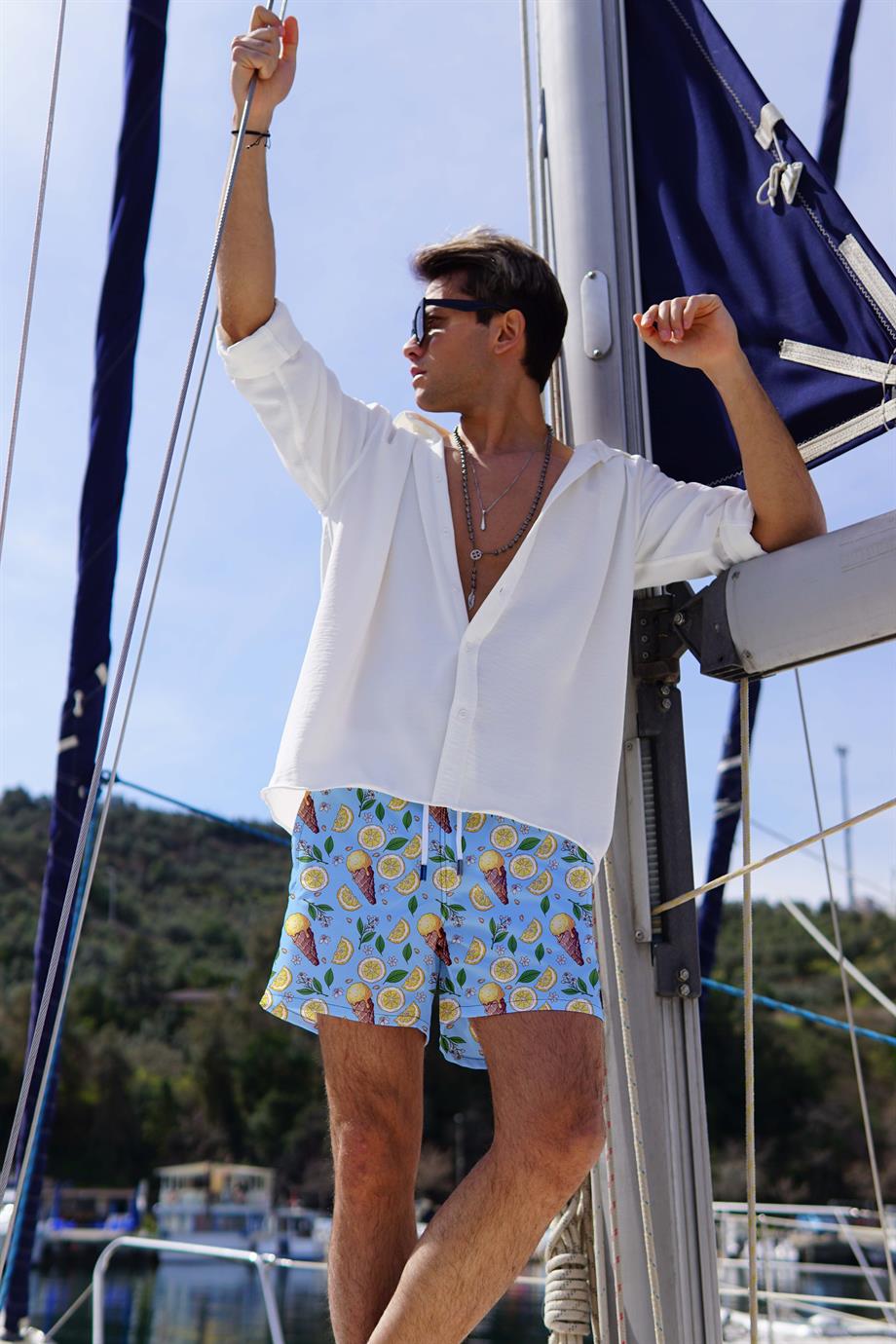 Baskılı Erkek Deniz Şortu