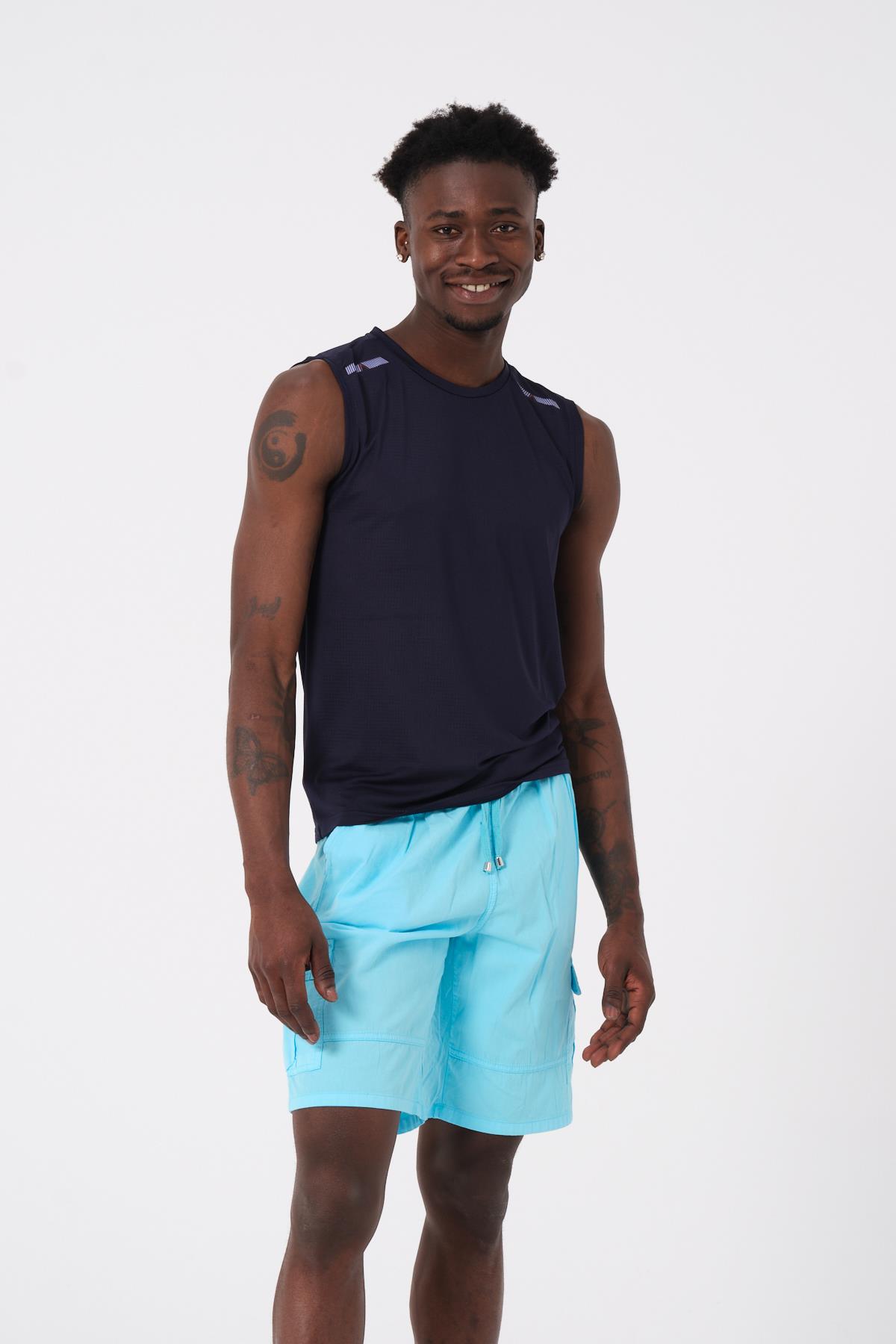 Lacivert Sıfır Kol Erkek T shirt