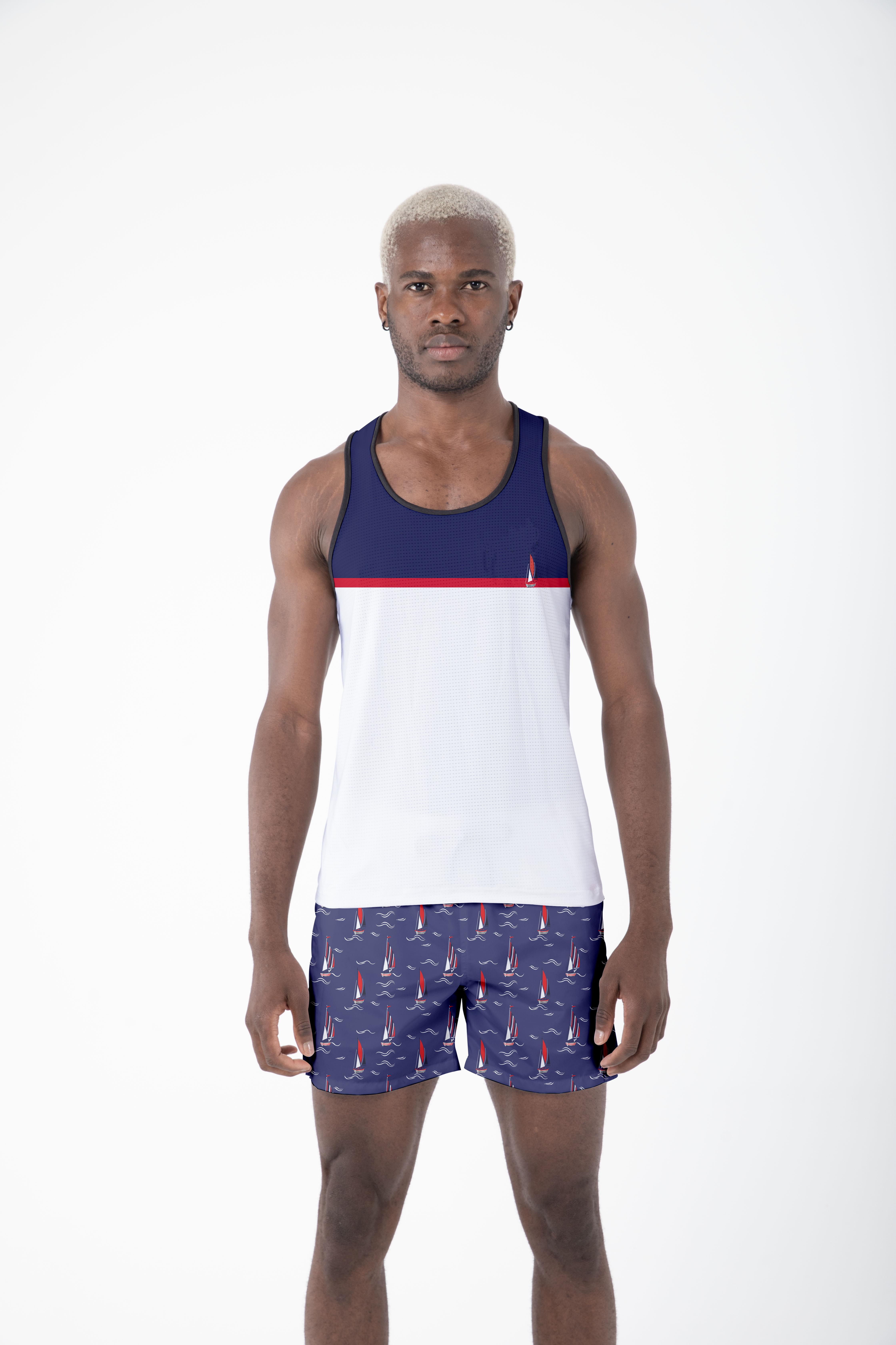 Desenli Sıfır Kol Nefes Alan Kumaş Erkek Atlet