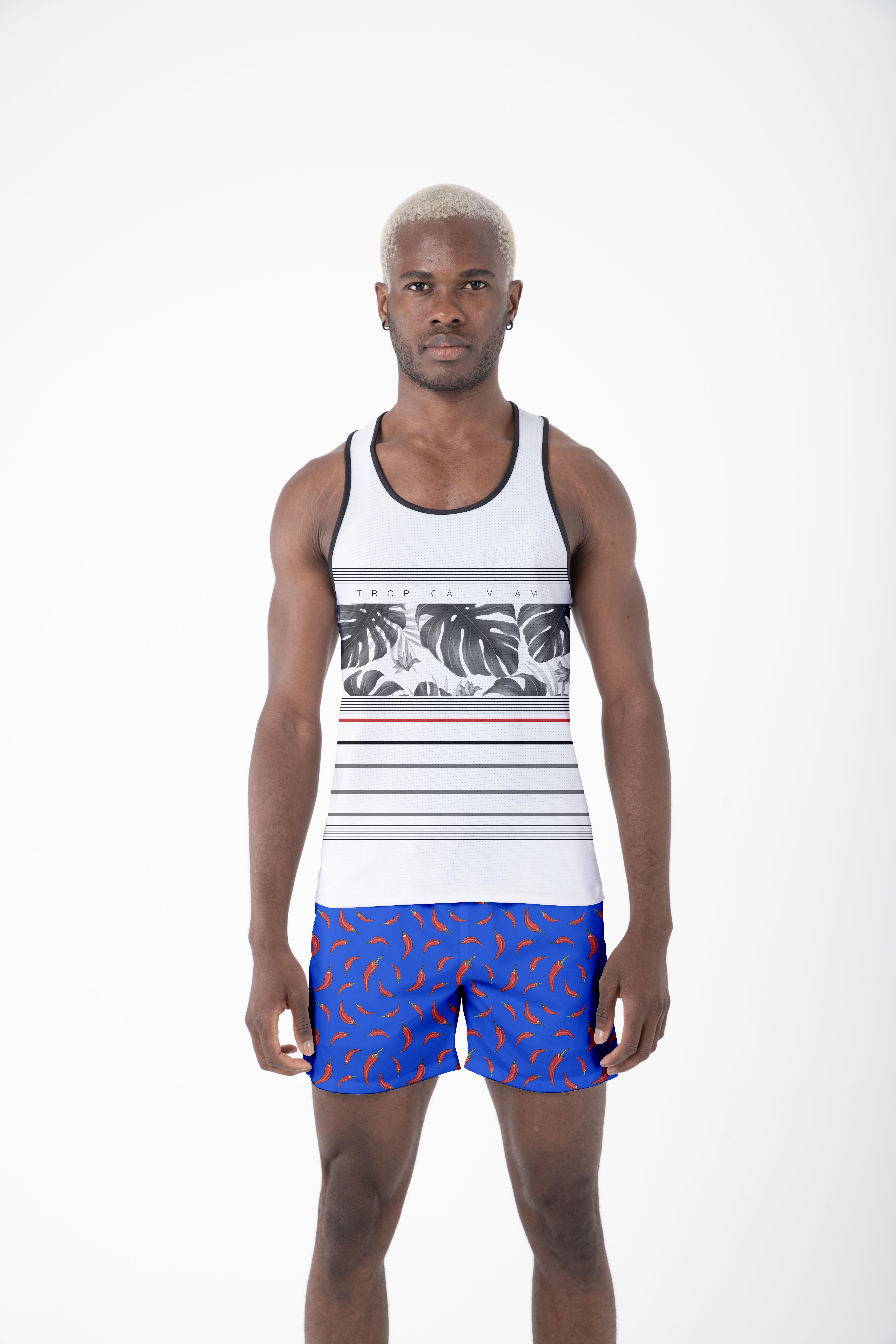 Desenli Sıfır Kol Nefes Alan Kumaş Erkek Atlet