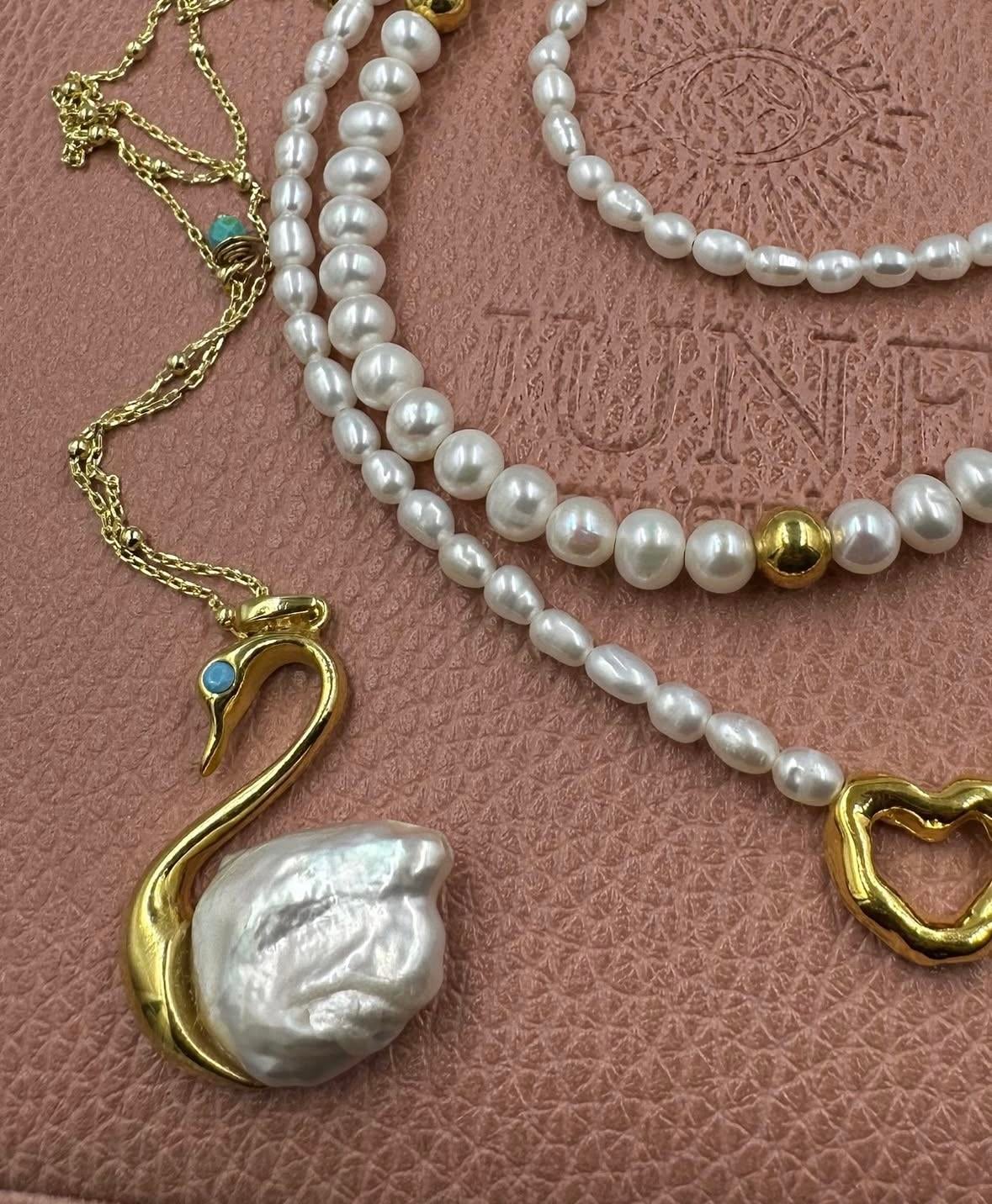 BAROK İNCİ KUĞU KOLYE