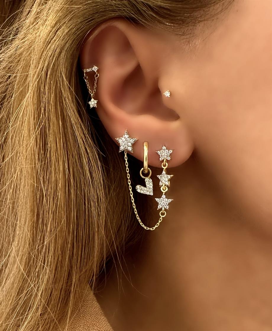 ÇİFT DELİK YILDIZ KÜPE