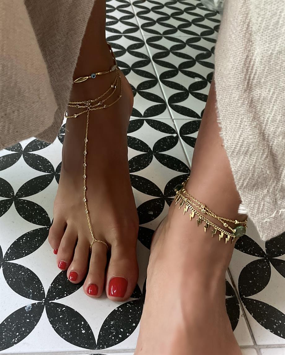 ÇİFT ZİNCİR YEŞİL ONİKS HALHAL