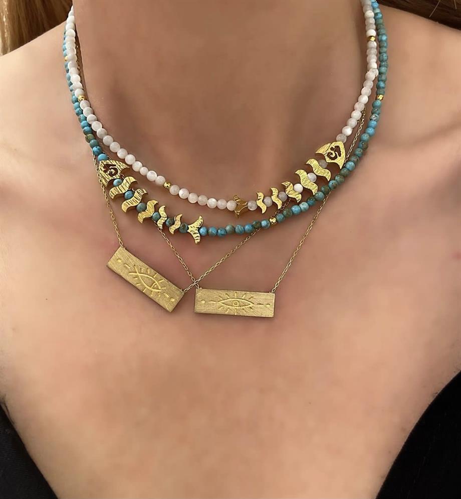 DOĞAL TAŞ BALIK KOLYE (MAVİ)