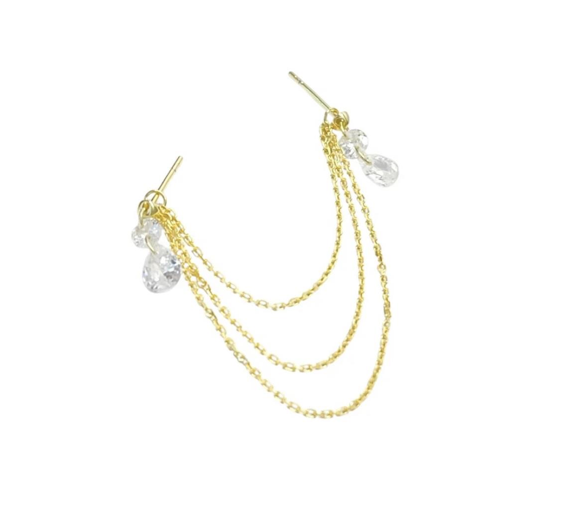 KRİSTAL TEK TAŞ ÇİFT DELİK KÜPE