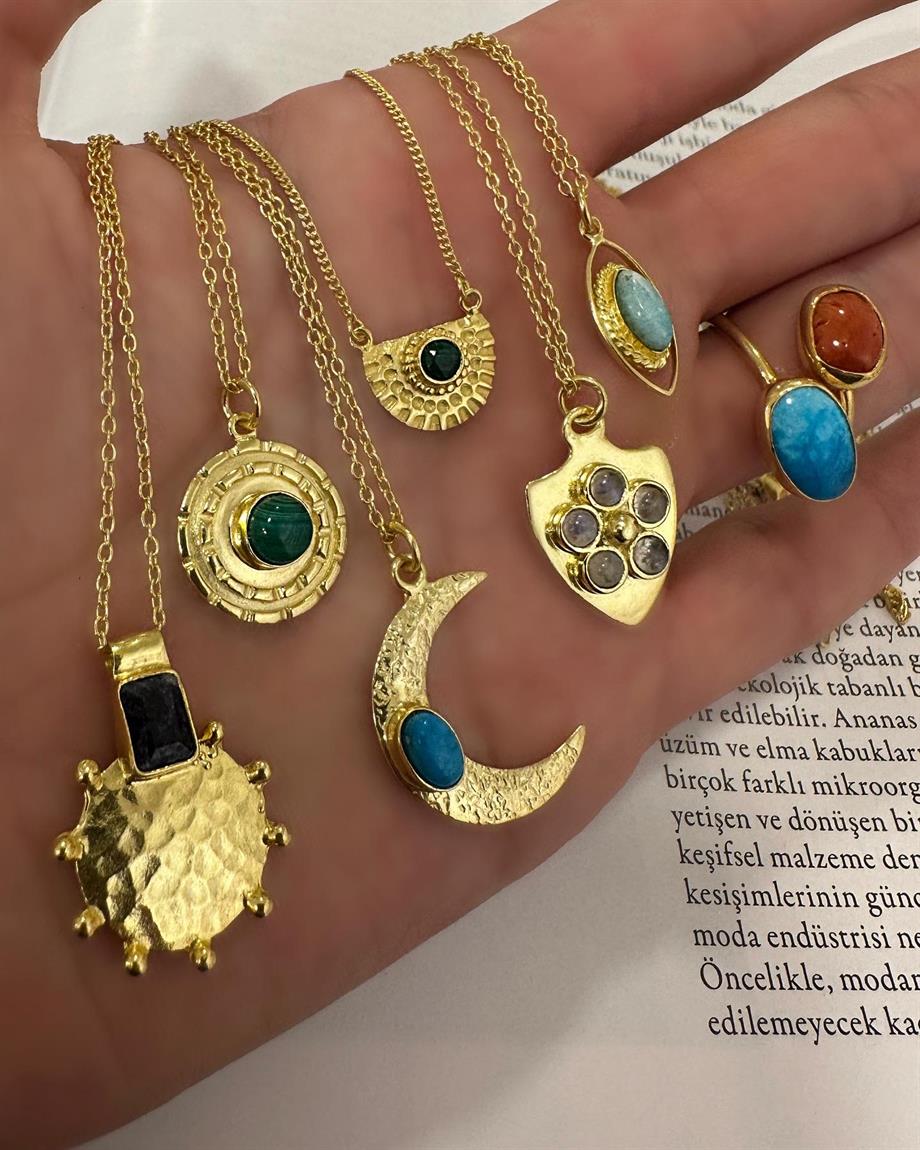 NATUREL TAŞ SERİ TOPÇUK DETAY KOLYE