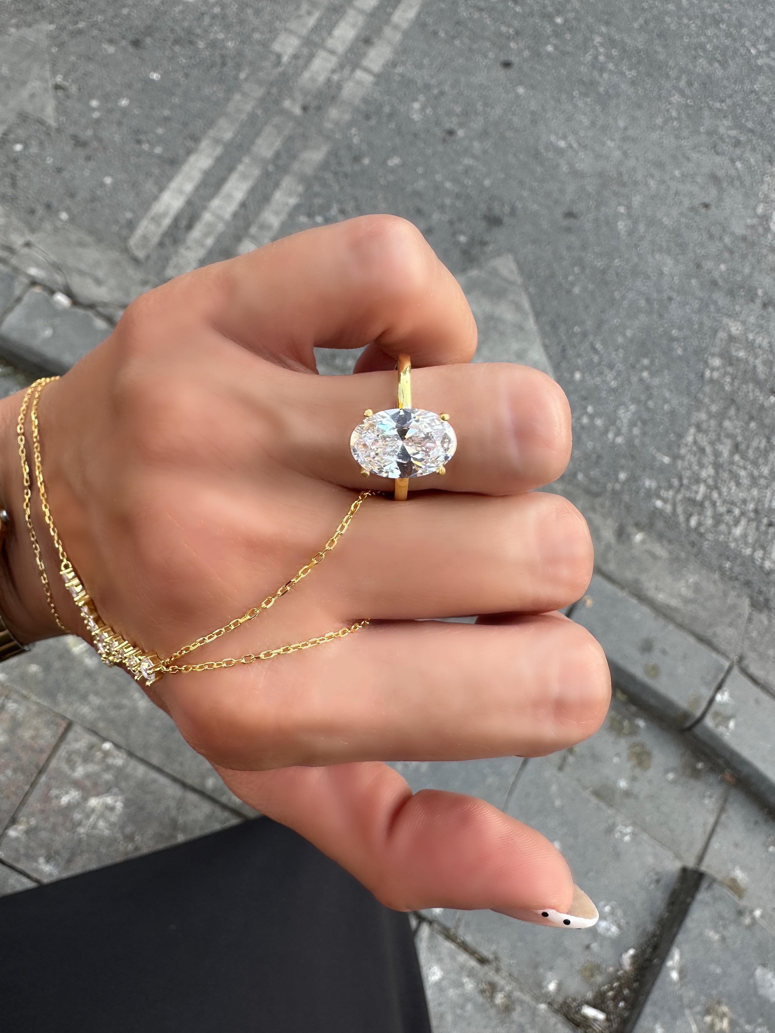 OVAL KESIM TEK TAS YUZUK