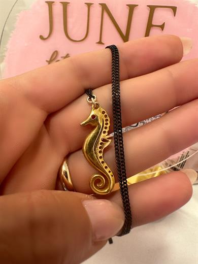 70 CM OKSİTLENMİŞ GÜMÜŞ ZİNCİRDE DENİZ ATI KOLYE