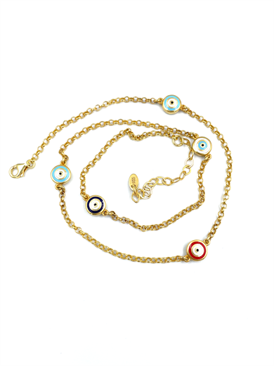 BEŞLİ NAZAR ZİNCİR KOLYE