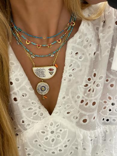 BÜYÜK BOY SERAMİK GÜMÜŞ KORUYUCU TILSIM KOLYE