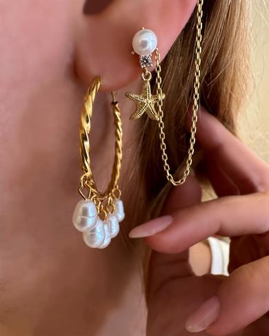 CUFF MODEL İNCİLİ DENİZ YILDIZI KÜPE