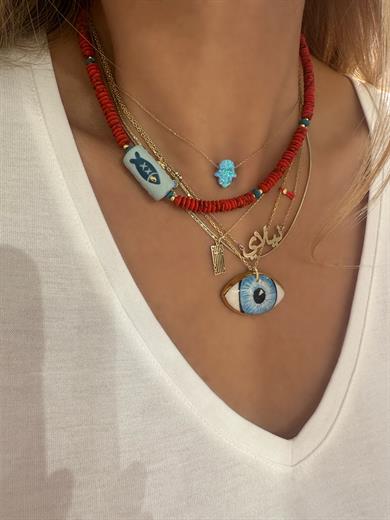 DOĞAL TAŞ & GÜMÜŞ BALIK KOLYE