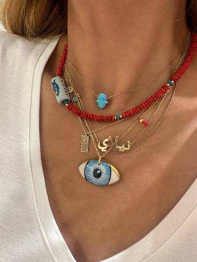 DOĞAL TAŞ & GÜMÜŞ BALIK KOLYE