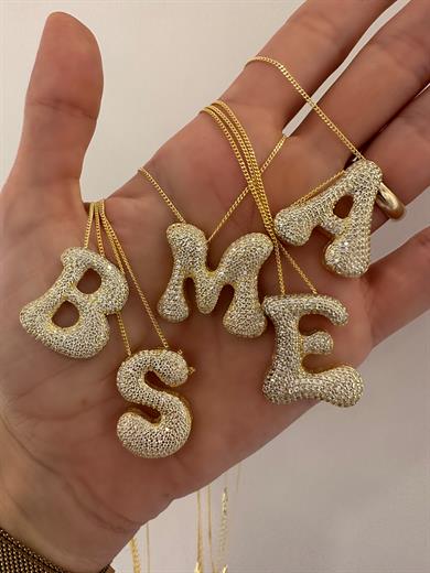 FULL TAŞ BOMBE MAXI HARF KOLYE