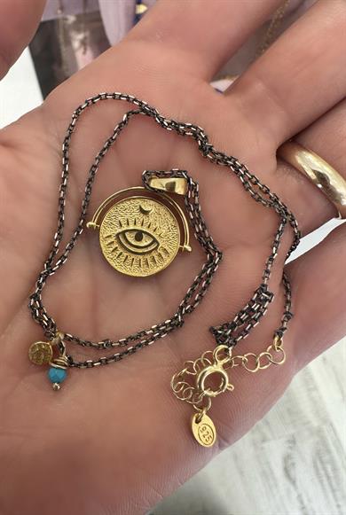 GÖZ MADALYON KOLYE GOLD