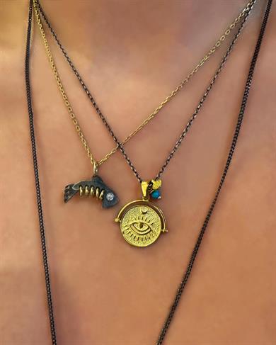 GÖZ MADALYON KOLYE GOLD