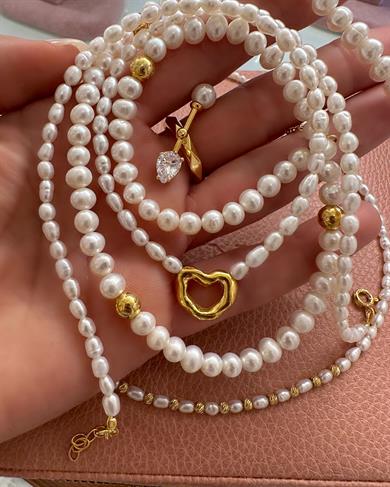 İTHAL KALP DETAY İNCİ KOLYE