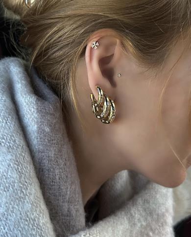 KALIN BAGET TAŞLI HALKA KÜPE KÜÇÜK BOY 