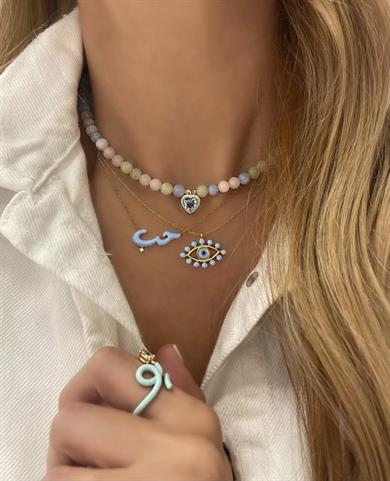 KALP DETAY RENKLİ TAŞ KOLYE