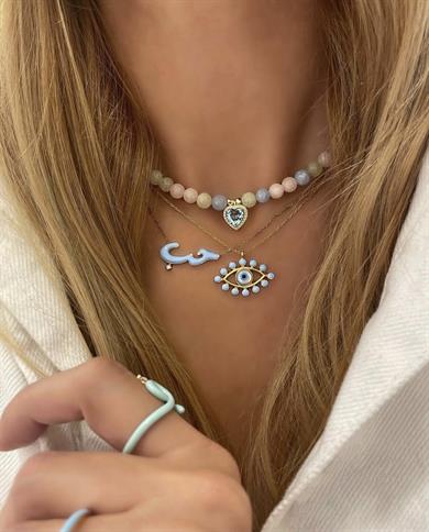 KALP DETAY RENKLİ TAŞ KOLYE