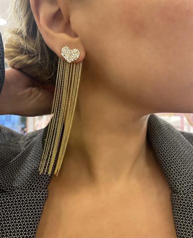 KIRIK TAŞ UZUN ZİNCİR KALP KÜPE