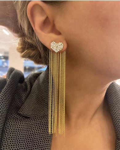 KIRIK TAŞ UZUN ZİNCİR KALP KÜPE