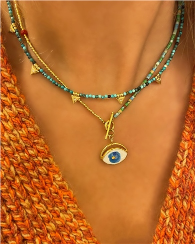 LENY DOĞAL TAŞ GÖZ KOLYE