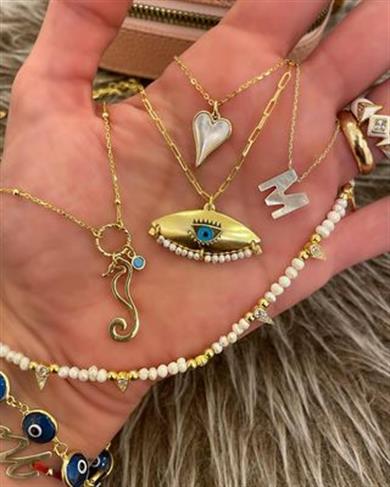 MAVİ TAŞ DETAY DENİZ ATI GÜMÜŞ KOLYE